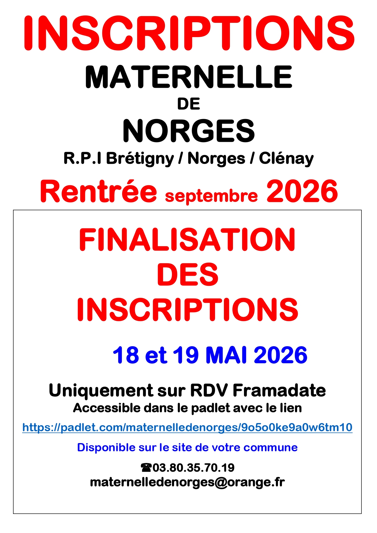 Inscription école maternelle